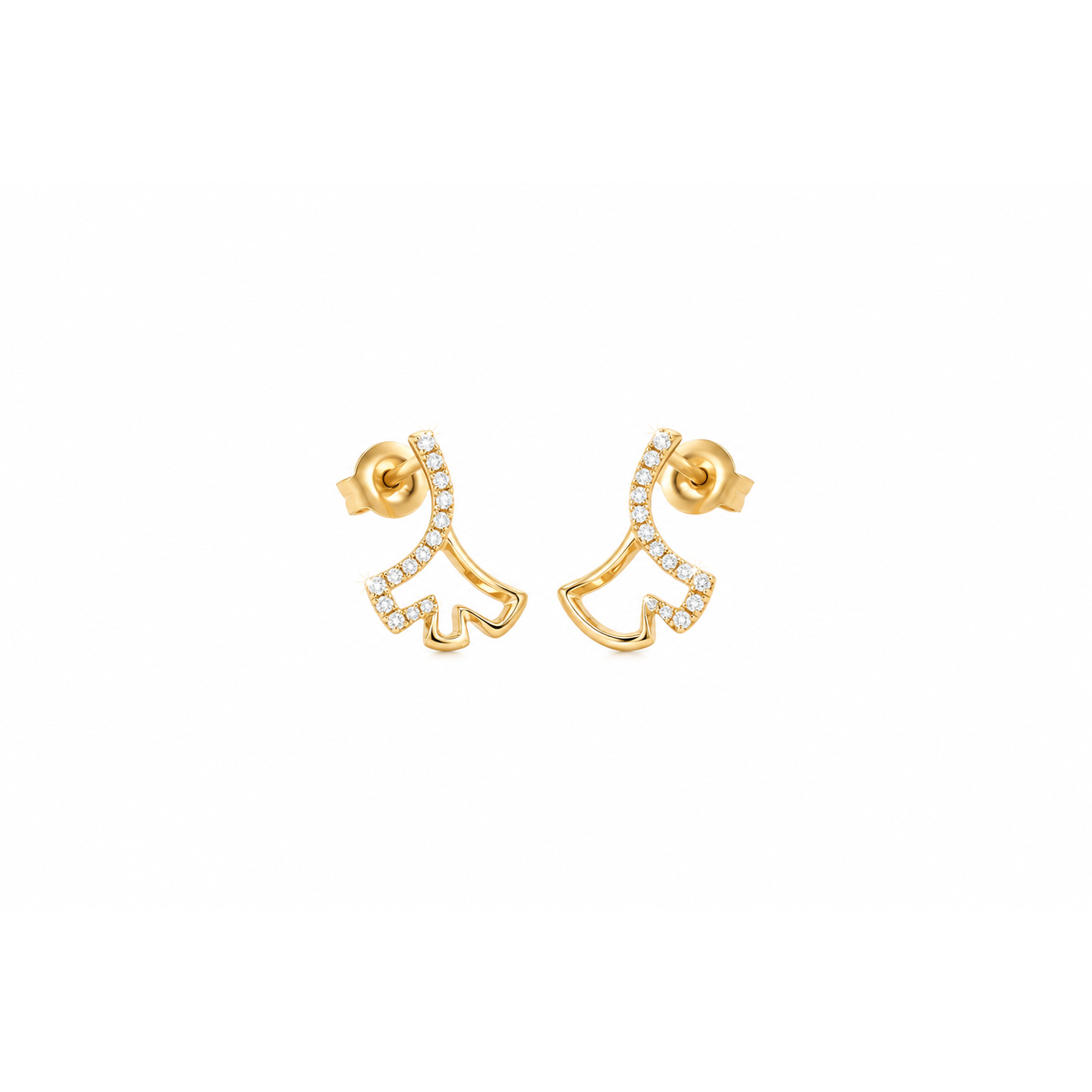 9x14mm Aretes de Dama Oro 14k Ala Abstracta con Diamantes Naturales