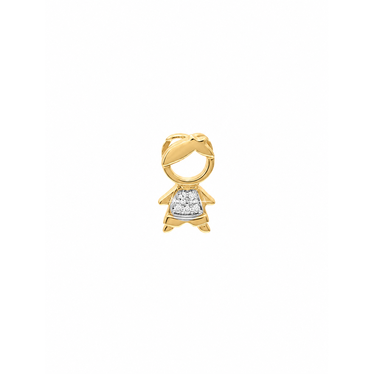 6x12mm Dije Niño Short Pavé Oro 14k con Circonios