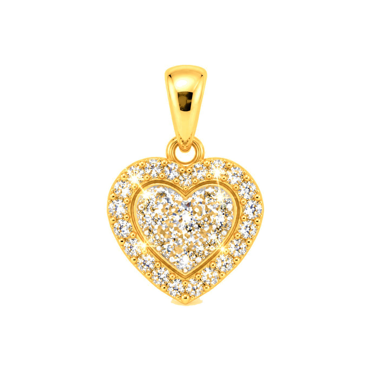Dije Corazón Oro 10k Cluster con Halo de Circonios