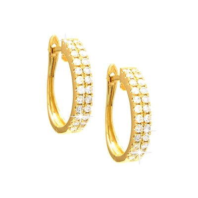 3x11mm Aretes de Dama Oro 14k Argolla Redondos con Diamantes Naturales