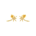 Aretes de Dama Oro 14k Estrella Fugaz con Cola de Cometa y Diamantes Naturales
