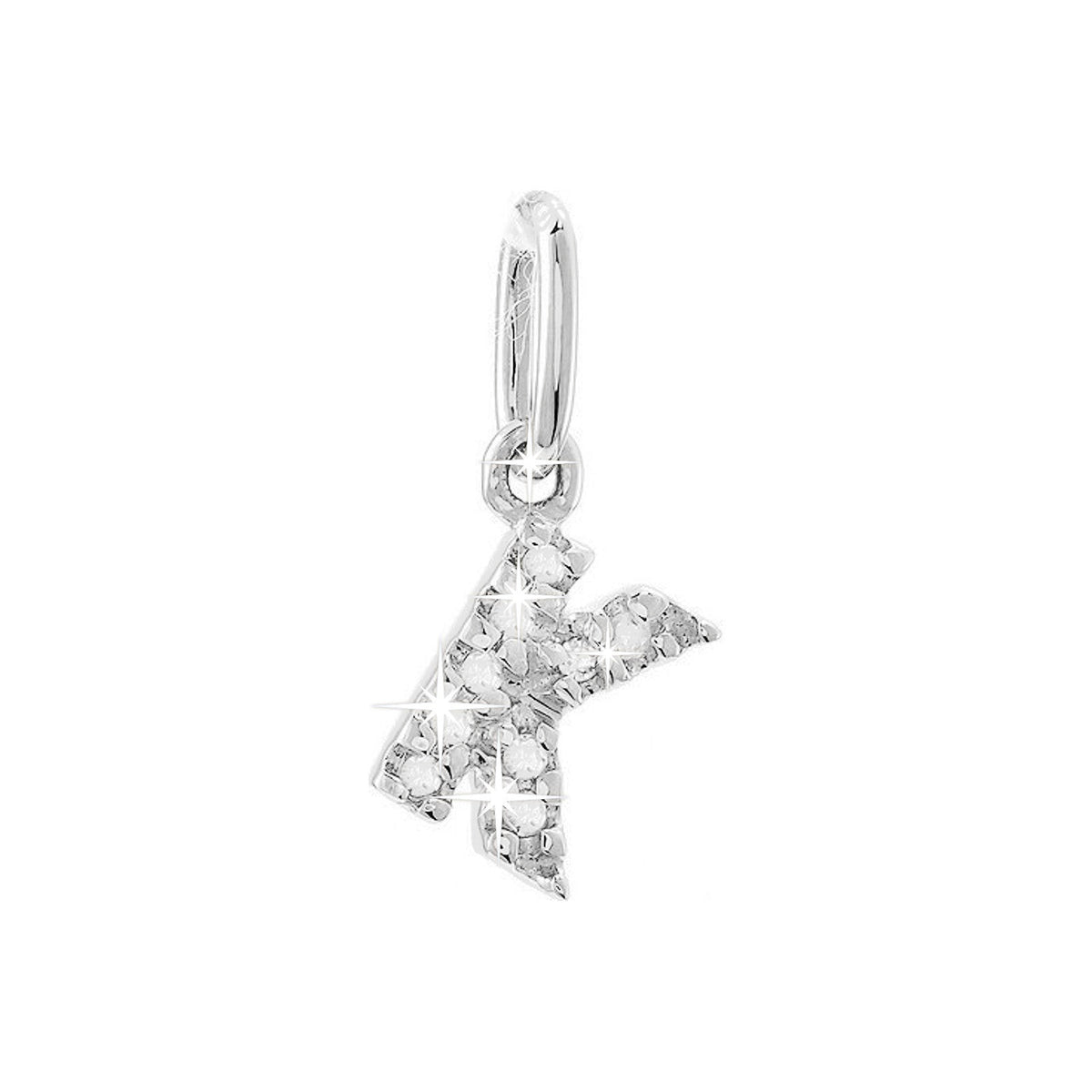 12mm Dije Oro Blanco 14k Inicial Pavé con Diamantes Naturales