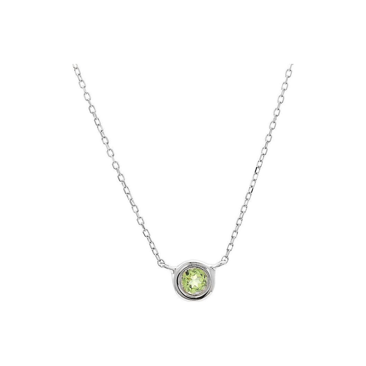 5mm Collar Oro Blanco 14k Redondos con Peridoto