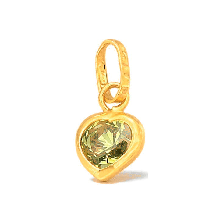 Dije Corazón Circonio Verde Olivo Oro 14k