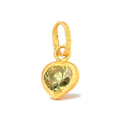 Dije Corazón Circonio Verde Olivo Oro 14k