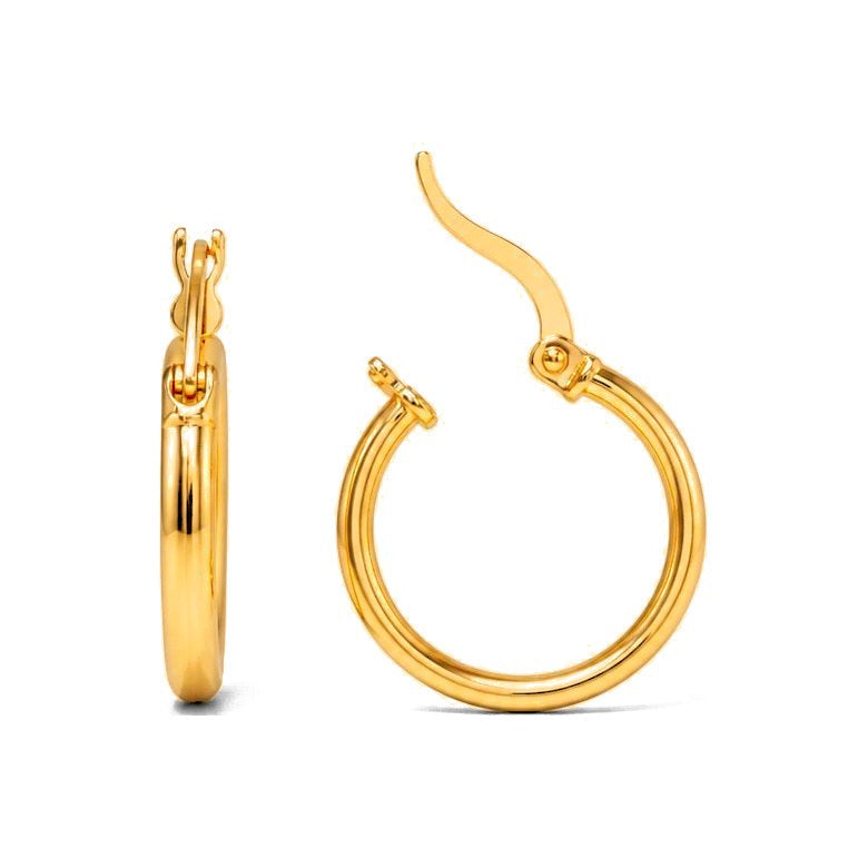 Aretes de Dama Oro 10k Aro Liso Delgado Mediano