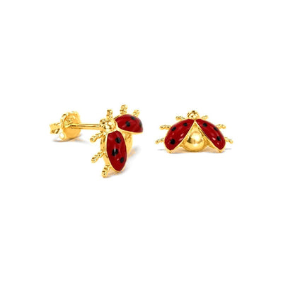 Aretes de Dama Oro 10k Mariquita Esmaltada