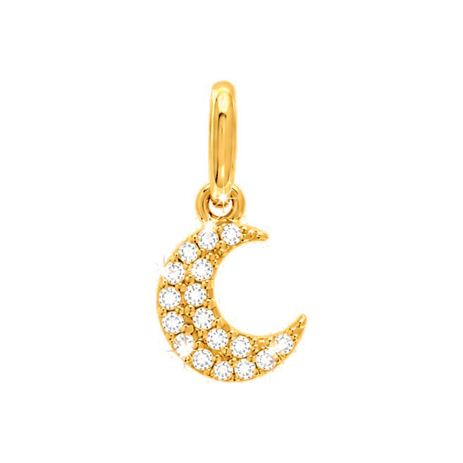 5x12mm Dije Luna Creciente Oro 14k con Diamantes Naturales