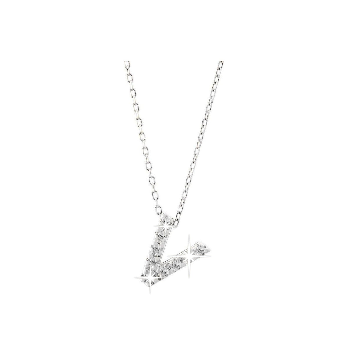 7mm Collar Oro Blanco 14k Inicial Pavé con Diamantes Naturales