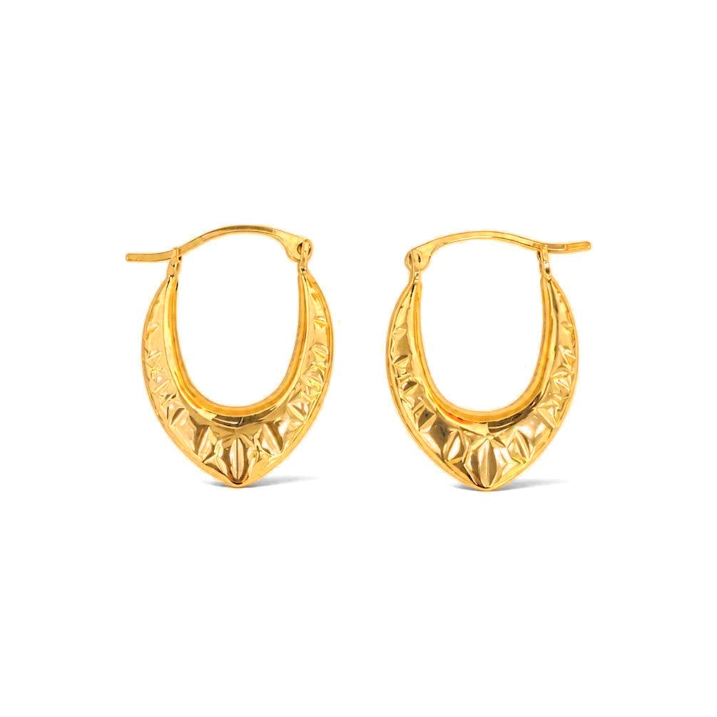 Aretes de Dama Oro 10k Argolla V Grabada
