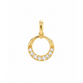 Dije Círculo Media Luna con Diamantes Naturales Oro 14k