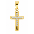 15mm x 10mm Dije Cruz con Circonios Pavé Oro 10k
