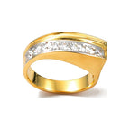 Anillo de Dama Oro 18k Banda Asimétrica con Diamantes