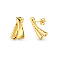 Aretes de Dama Oro 14k Lazo Alargado de Dos Bandas