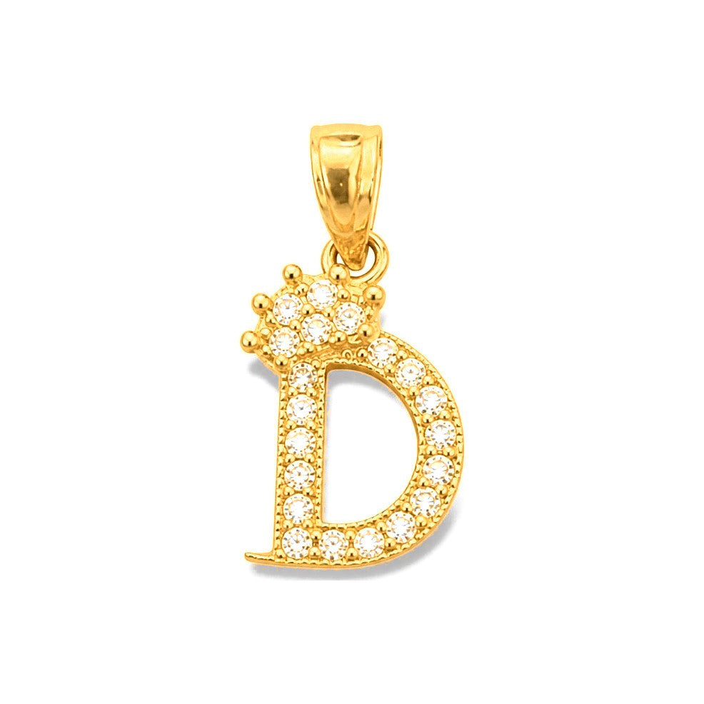 Dije Letra D Coronada con Circonios Oro 10k