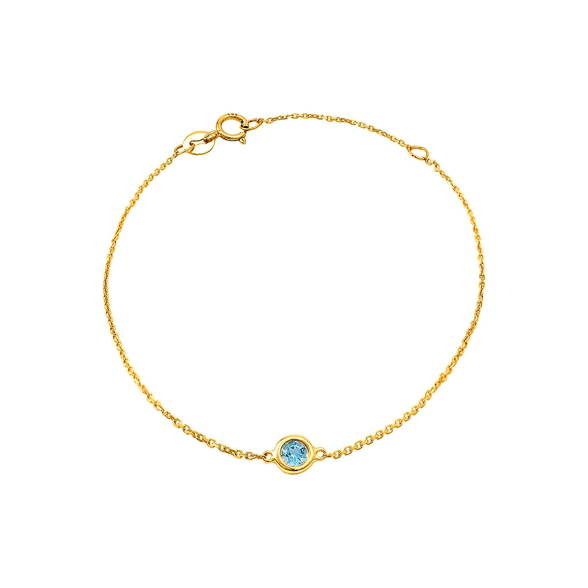 5mm Brazalete de Dama Oro 14k Redondos con Topacio Azul