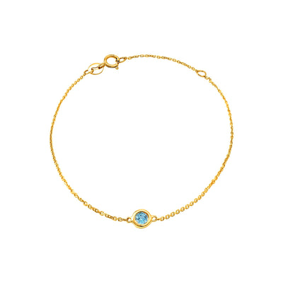 5mm Brazalete de Dama Oro 14k Redondos con Topacio Azul