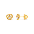 Aretes para Bebé Oro 14k Huella de Patita con Circonias