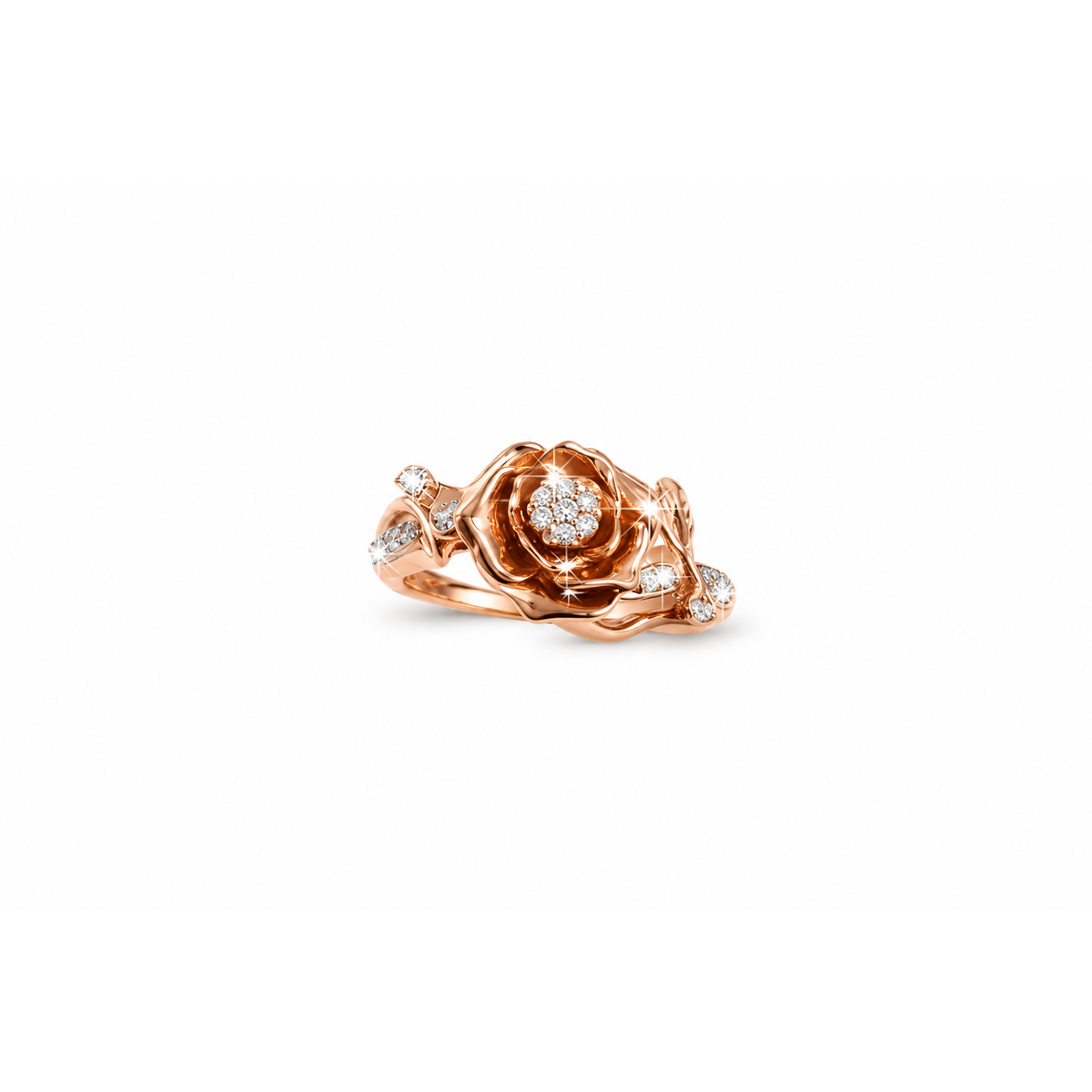 Anillo de Dama Oro Rosa 10k Rosa con Diamantes Naturales