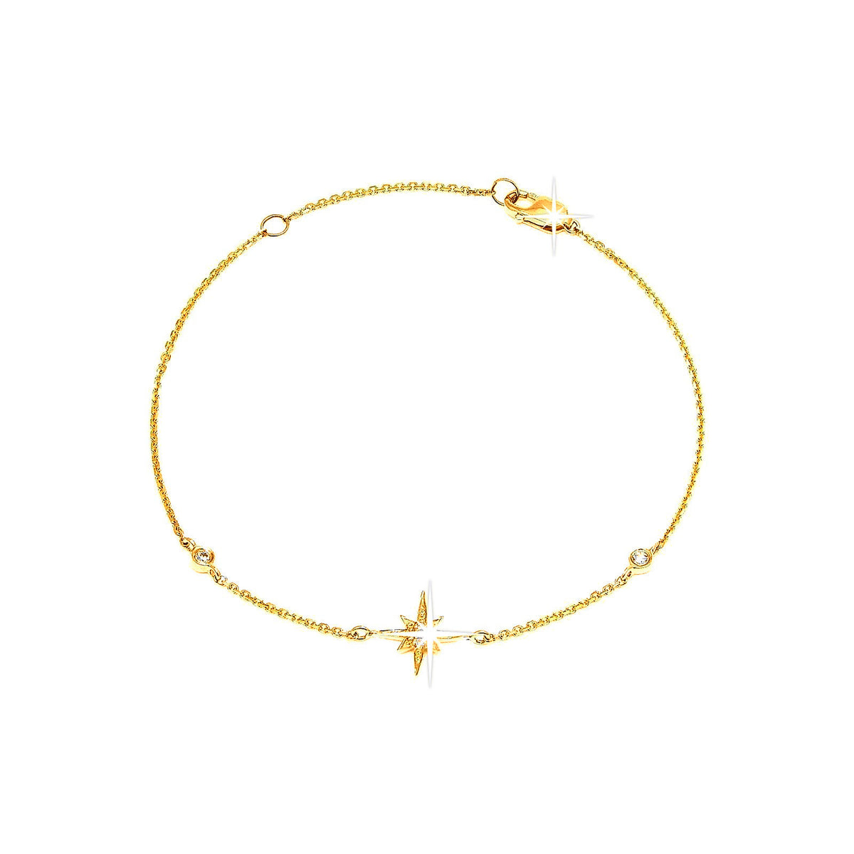 9mm Brazalete de Dama Oro 14k Estrella Pavé con Diamantes Naturales