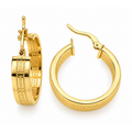 Aretes de Dama Oro 14k Argolla Ancha con Líneas de Bolitas