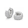 Aretes Aro Tres Filas Baguette Tornillo Moissanite S925