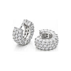 Aretes Aro Tres Filas Baguette Tornillo Moissanite S925