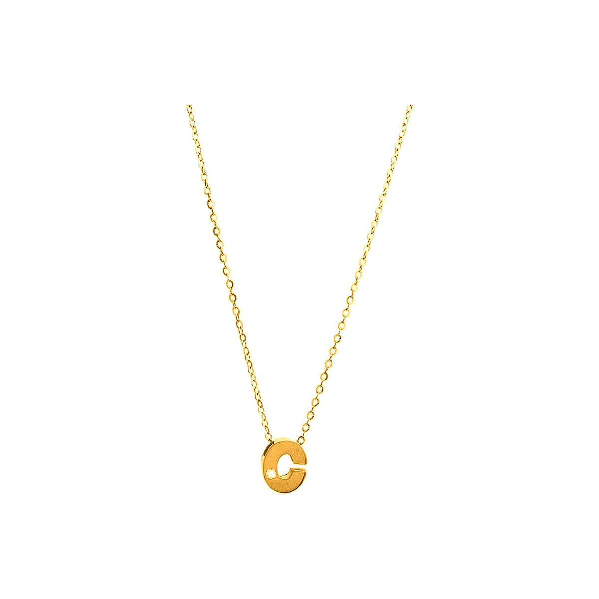 8mm Collar Oro 14k Inicial con Diamantes Naturales