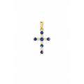 10x18mm Dije Cruz Oro 14k con Circonios Azules y Blancos