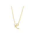 13mm Collar Oro 14k Inicial Pavé con Diamantes Naturales