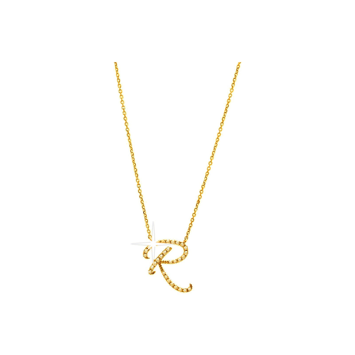 13mm Collar Oro 14k Inicial Pavé con Diamantes Naturales