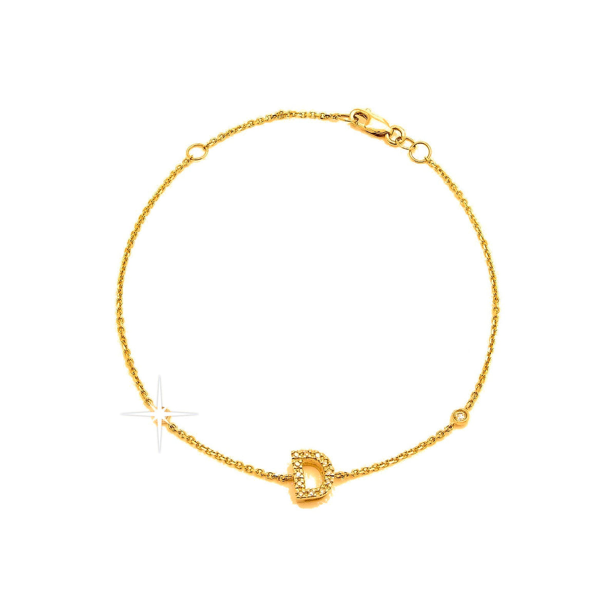 7mm Brazalete de Dama Oro 14k Inicial Pavé con Diamantes Naturales