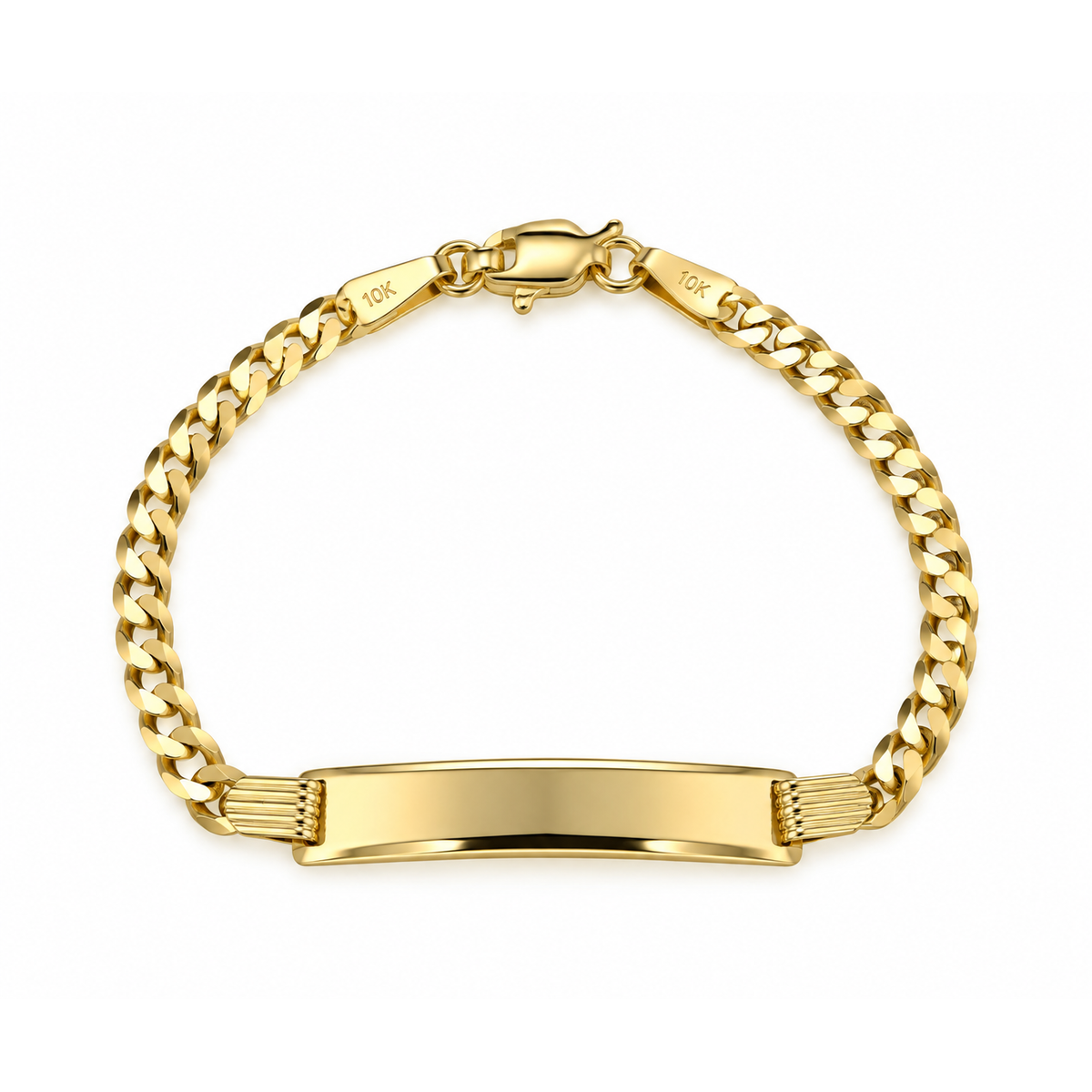 3.5mm Brazalete Infantil Oro 10k Cubano con Placa 6 Pulgadas