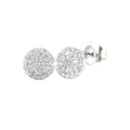 Aretes de Dama Oro Blanco 14k Redondos Pavé con Diamantes Naturales