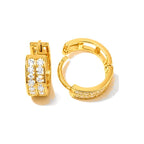 Aretes de Dama Oro 14k Aro Doble Hilera Circonios