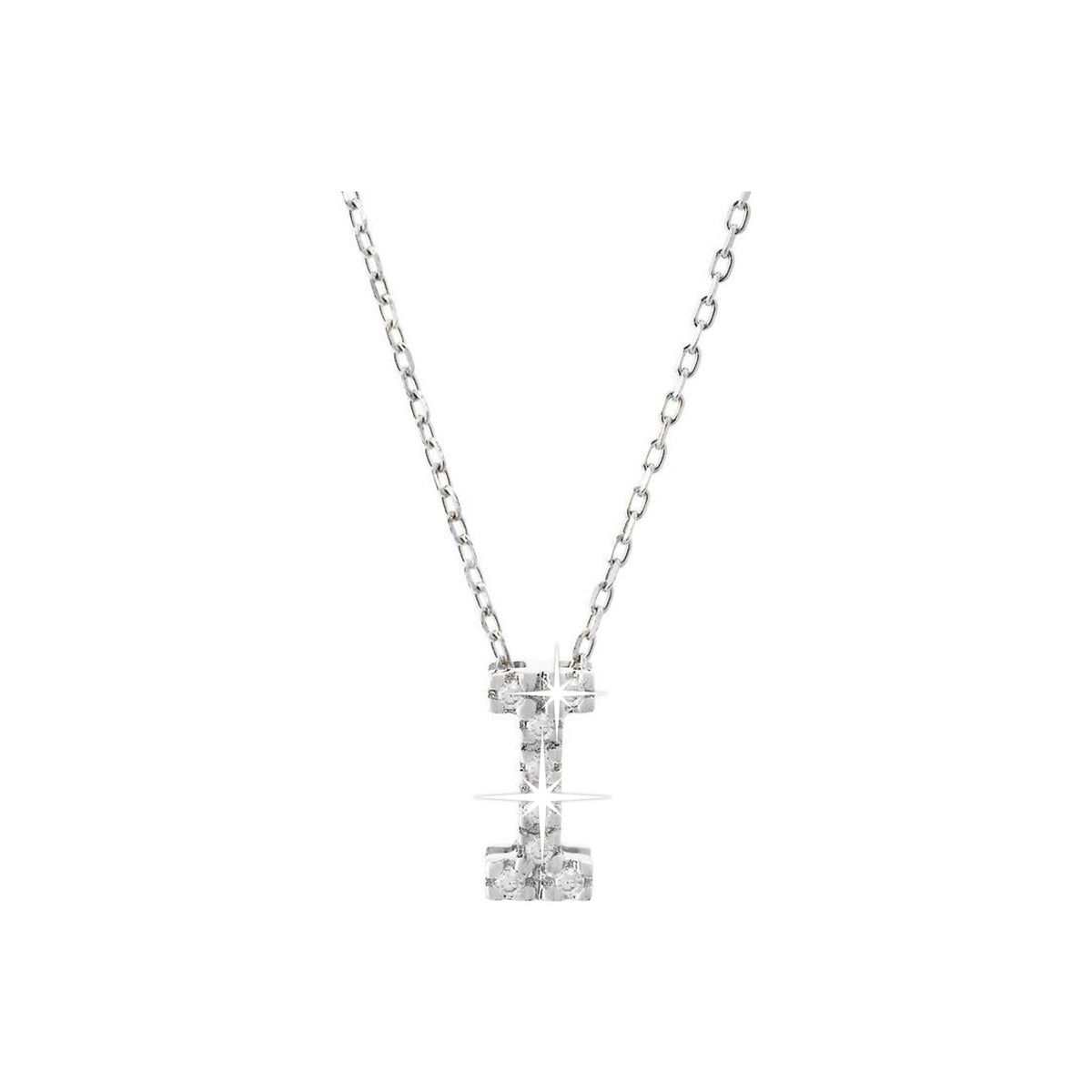 7mm Collar Oro Blanco 14k Inicial Pavé con Diamantes Naturales