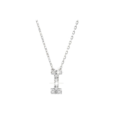 7mm Collar Oro Blanco 14k Inicial Pavé con Diamantes Naturales