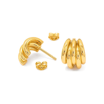 Aretes de Dama Oro 10k Argolla Acanalada