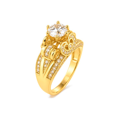 Anillo de Matrimonio para Dama 10k Solitario con Filigrana y Circonias