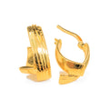 Aretes de Dama Oro 10k Aro Acanalado con Hoja