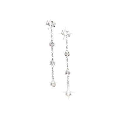 40mm Aretes de Dama Oro Blanco 14k Colgantes Redondos con Diamantes Naturales