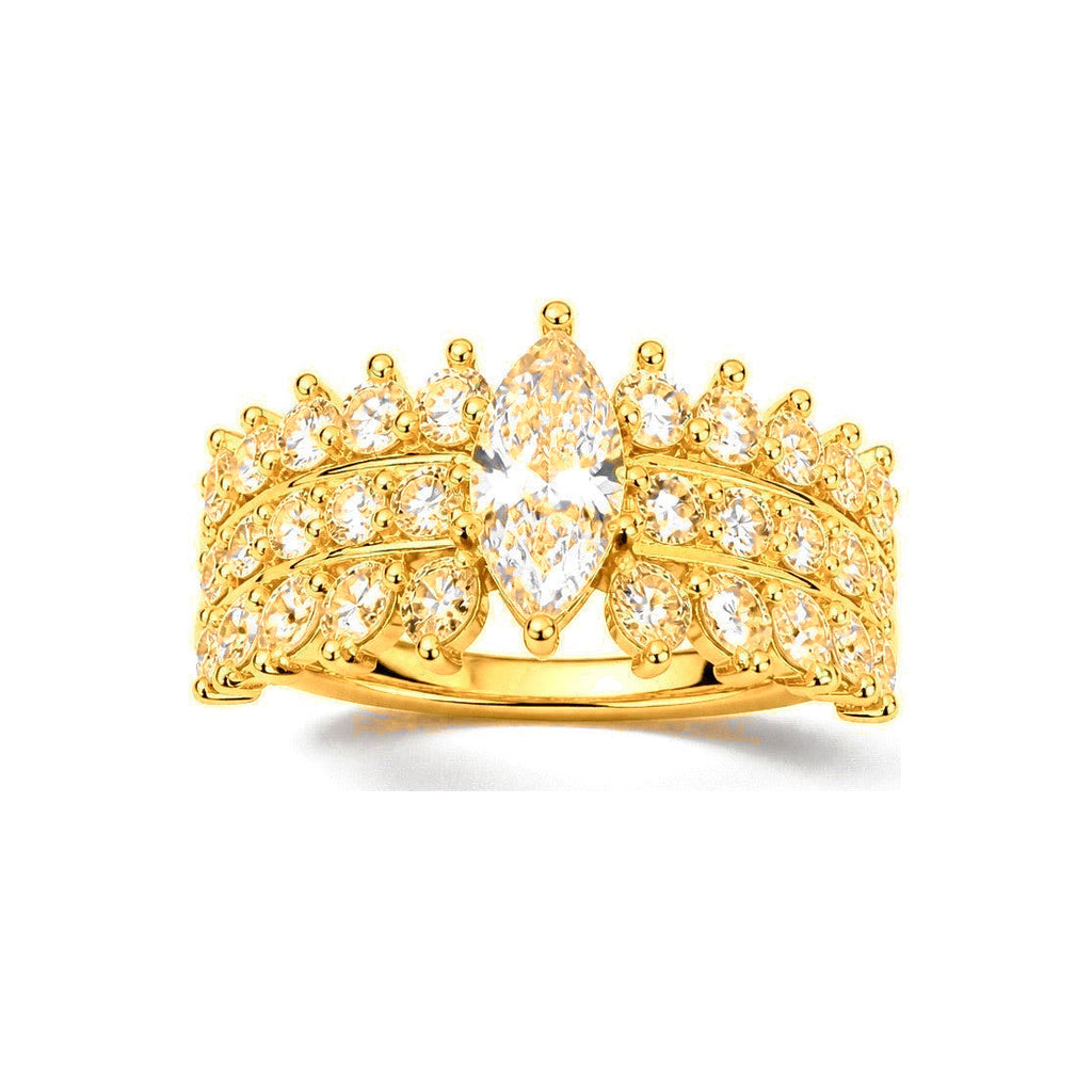 Anillo de Dama Oro 10k Marquesa Corona Escalonada
