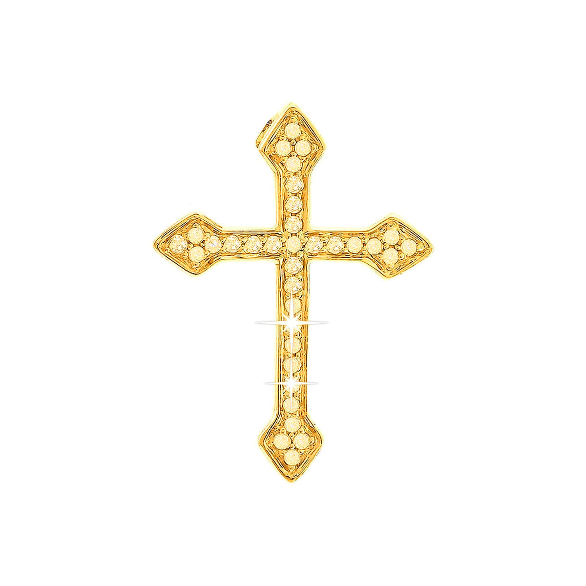 14x18mm Dije Oro 14k Cruz Pavé con Diamantes Naturales