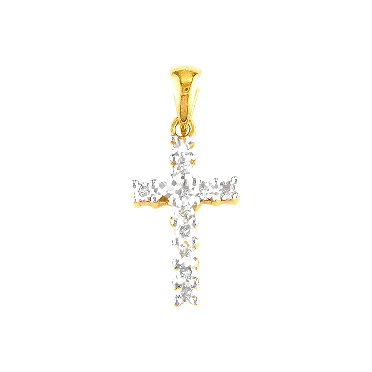Dije Oro 14k Cruz con Diamantes Naturales