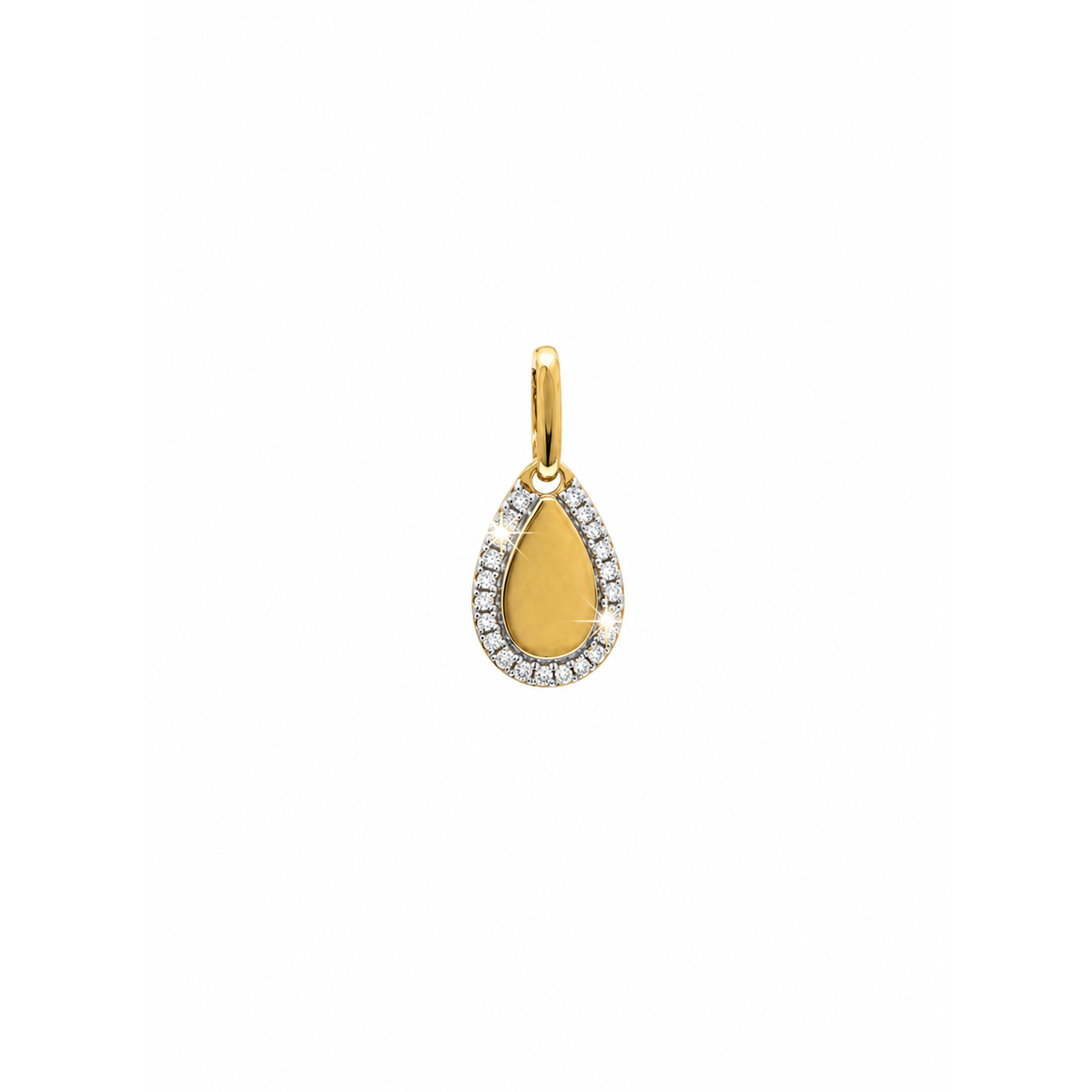 8x16mm Dije Gota Lisa Oro 14k con Halo de Diamantes Naturales