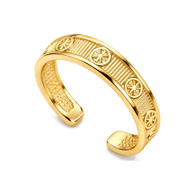Anillo para el Dedo del Pie Oro 10k Abierto con Círculos de Estrella Grabada