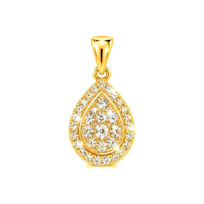 Dije Gota con Doble Halo de Diamantes Naturales Oro 10k