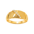 Anillo de Hombre Oro 14k Domo Texturizado con Circonios