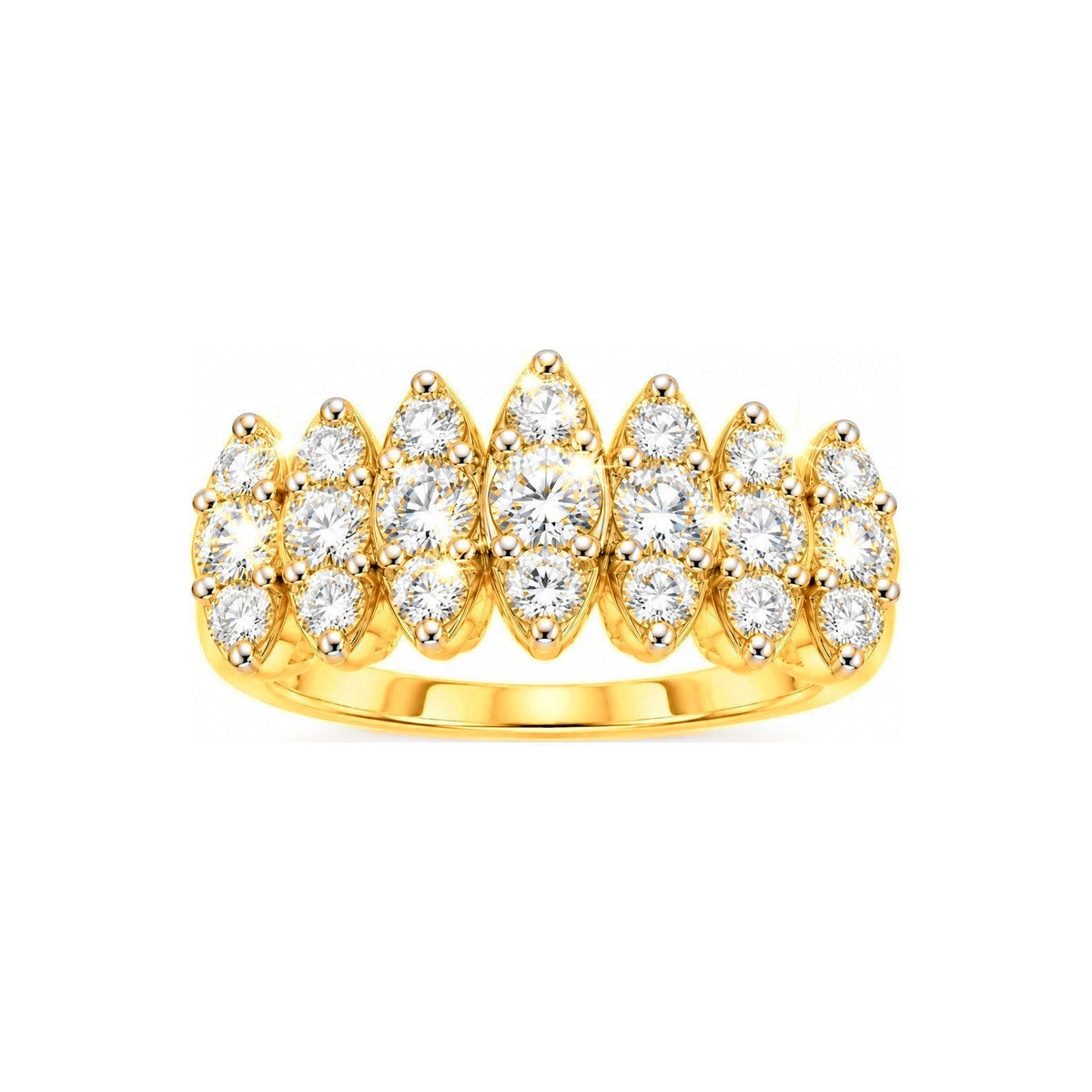 Anillo de Matrimonio para Dama Oro 14k Dos Tonos Hilera de Diamantes Naturales