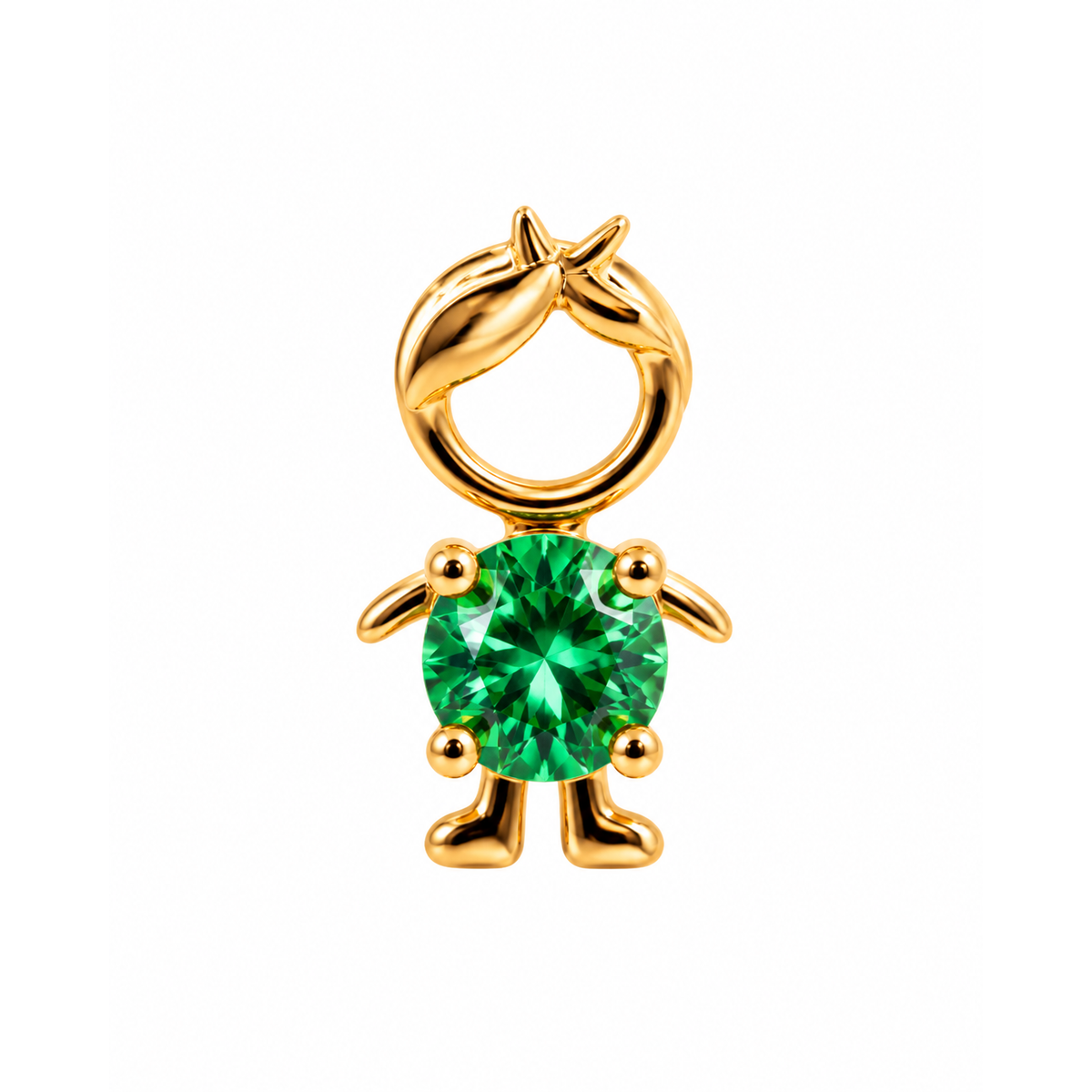 Dije Niño Oro 14k con Esmeralda